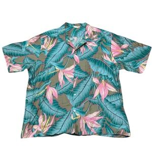 Vtg‎ Made In Hawaiian Aloha XL Button Up Shirt Birds Of Paradise Tropical Floral